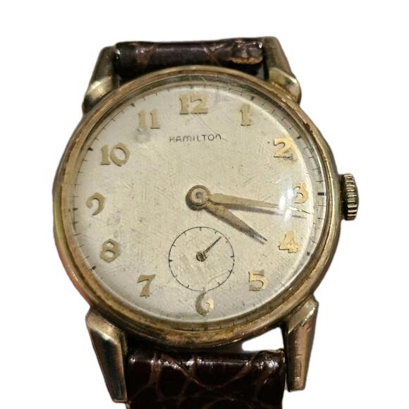 Hamilton 10k Gold Filled Watch 17J Working 747 Winding Replaced Band Signed